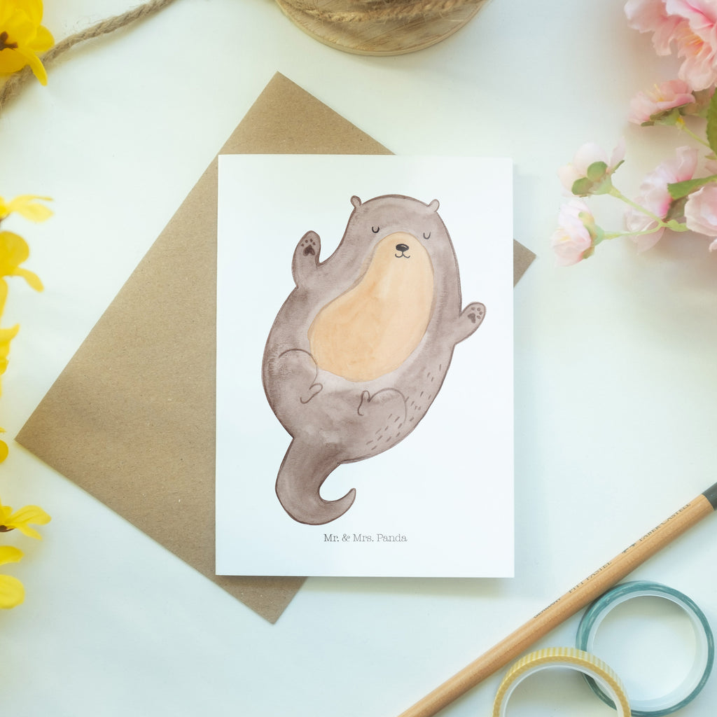 Grußkarte Otter Umarmen Klappkarte, Einladungskarte, Glückwunschkarte, Hochzeitskarte, Geburtstagskarte, Karte, Otter, Fischotter, Seeotter, Otter Seeotter See Otter