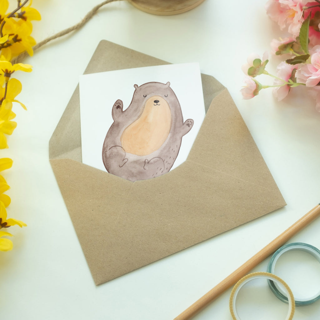 Grußkarte Otter Umarmen Klappkarte, Einladungskarte, Glückwunschkarte, Hochzeitskarte, Geburtstagskarte, Karte, Otter, Fischotter, Seeotter, Otter Seeotter See Otter