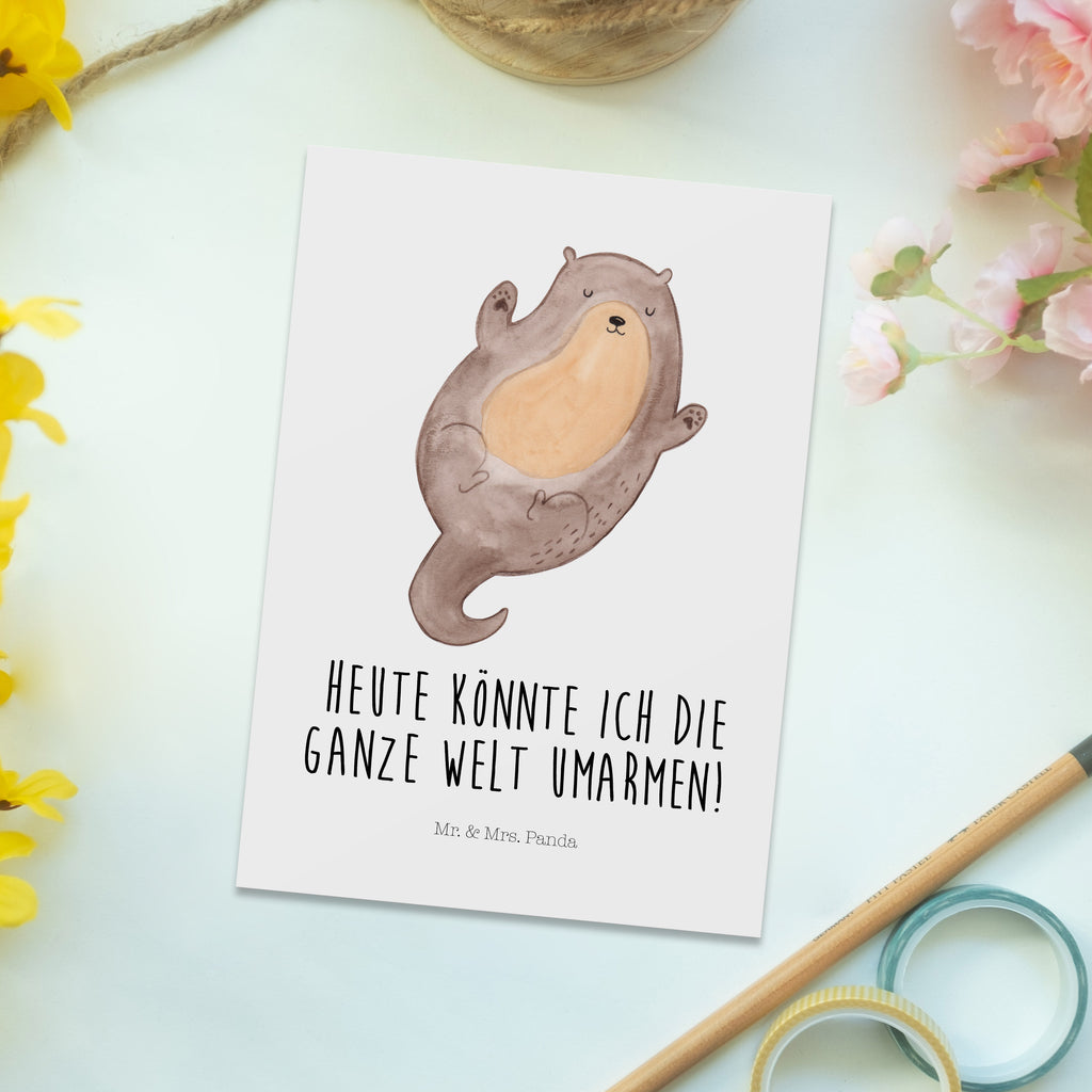 Postkarte Otter Umarmen Geschenkkarte, Grußkarte, Karte, Einladung, Ansichtskarte, Geburtstagskarte, Einladungskarte, Dankeskarte, Otter, Fischotter, Seeotter, Otter Seeotter See Otter