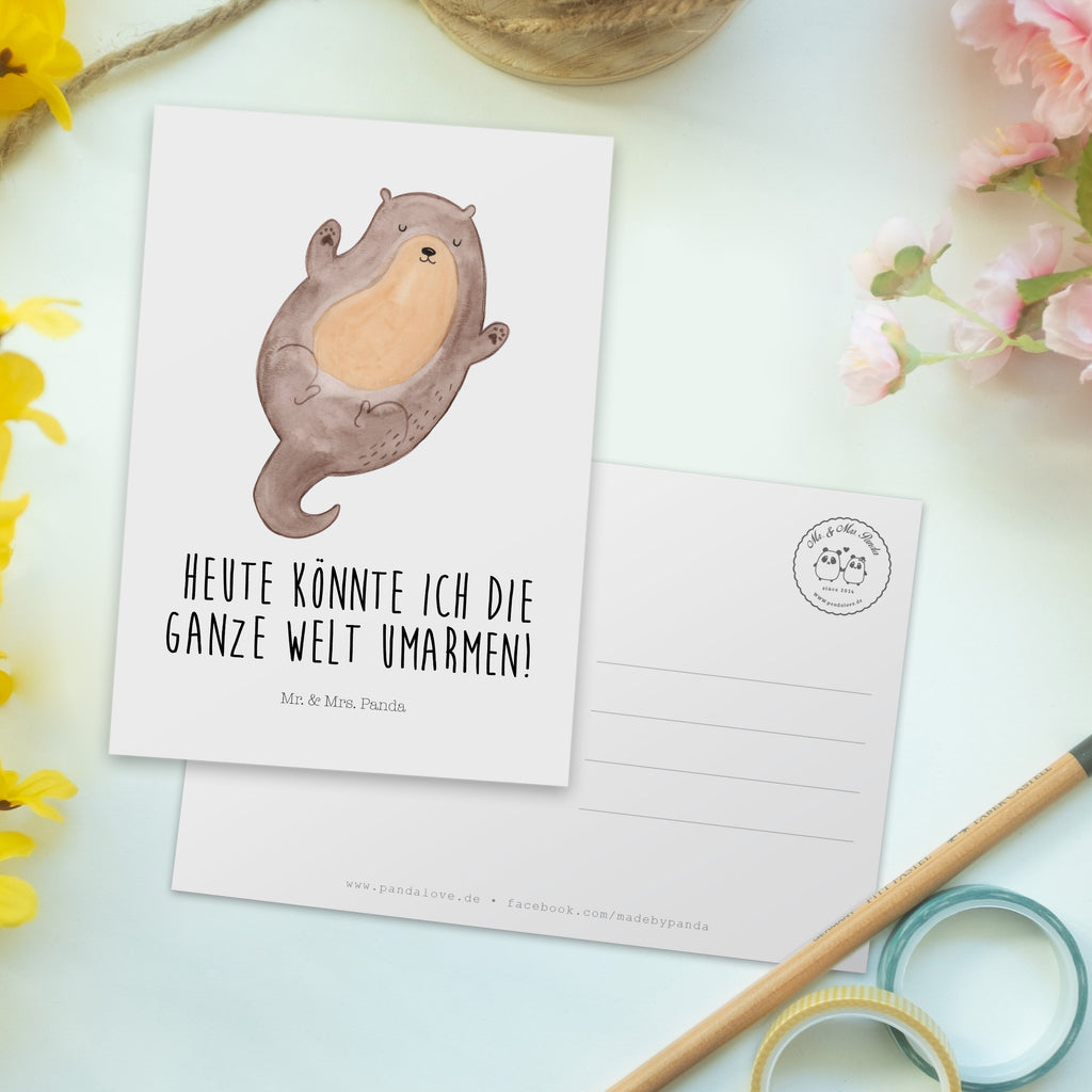 Postkarte Otter Umarmen Geschenkkarte, Grußkarte, Karte, Einladung, Ansichtskarte, Geburtstagskarte, Einladungskarte, Dankeskarte, Otter, Fischotter, Seeotter, Otter Seeotter See Otter