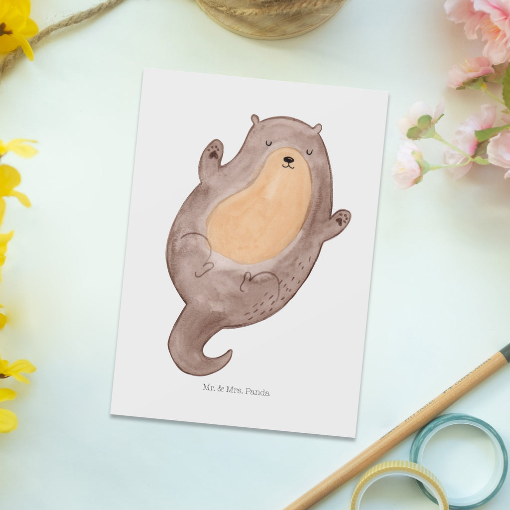 Postkarte Otter Umarmen Geschenkkarte, Grußkarte, Karte, Einladung, Ansichtskarte, Geburtstagskarte, Einladungskarte, Dankeskarte, Otter, Fischotter, Seeotter, Otter Seeotter See Otter