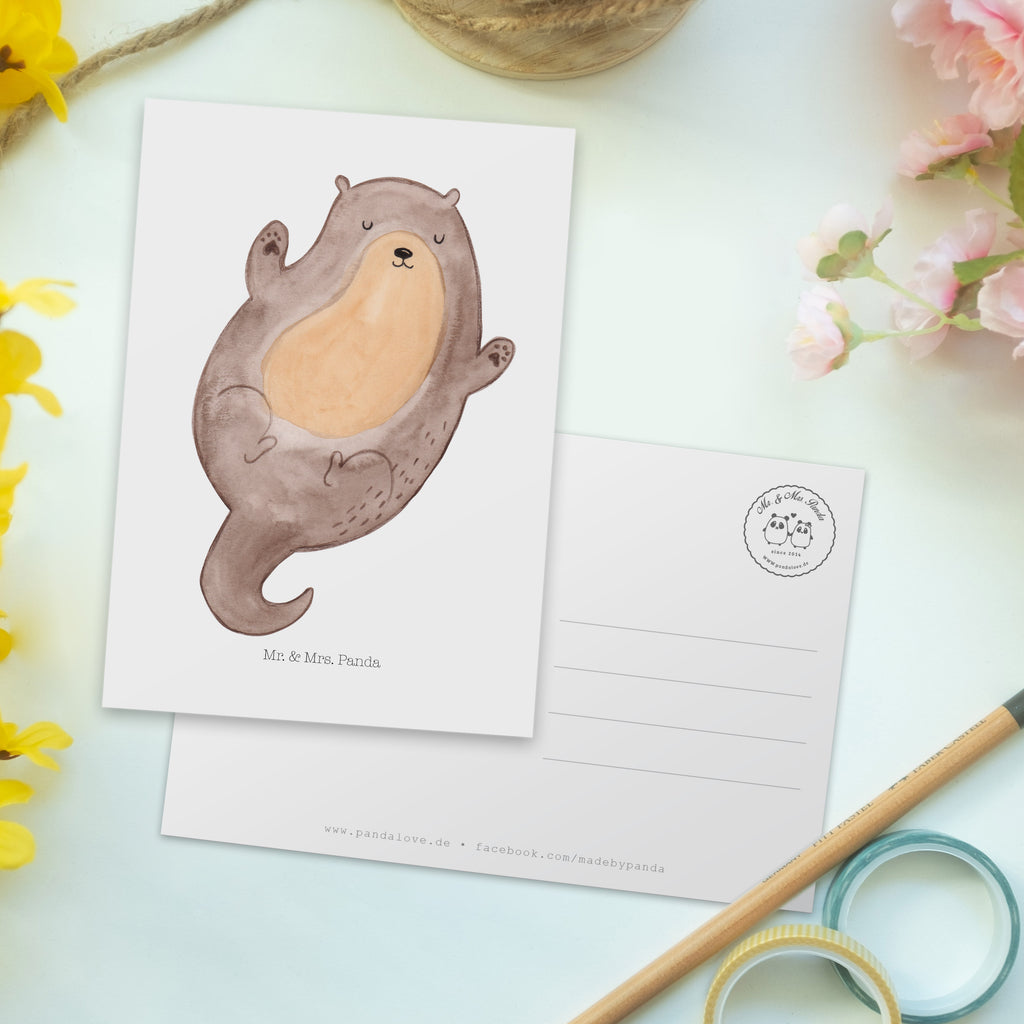 Postkarte Otter Umarmen Geschenkkarte, Grußkarte, Karte, Einladung, Ansichtskarte, Geburtstagskarte, Einladungskarte, Dankeskarte, Otter, Fischotter, Seeotter, Otter Seeotter See Otter