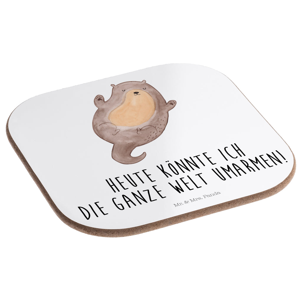Quadratische Untersetzer Otter Umarmen Bierdeckel, Glasuntersetzer, Untersetzer Gläser, Getränkeuntersetzer, Otter, Fischotter, Seeotter, Otter Seeotter See Otter