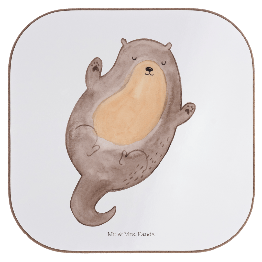 Quadratische Untersetzer Otter Umarmen Bierdeckel, Glasuntersetzer, Untersetzer Gläser, Getränkeuntersetzer, Otter, Fischotter, Seeotter, Otter Seeotter See Otter