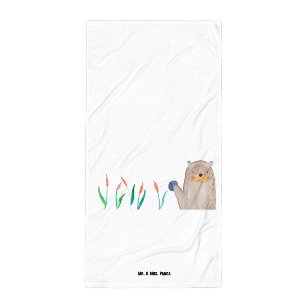XL Badehandtuch Otter mit Stein Handtuch, Badetuch, Duschtuch, Strandtuch, Saunatuch, Otter, Fischotter, Seeotter, Otter Seeotter See Otter