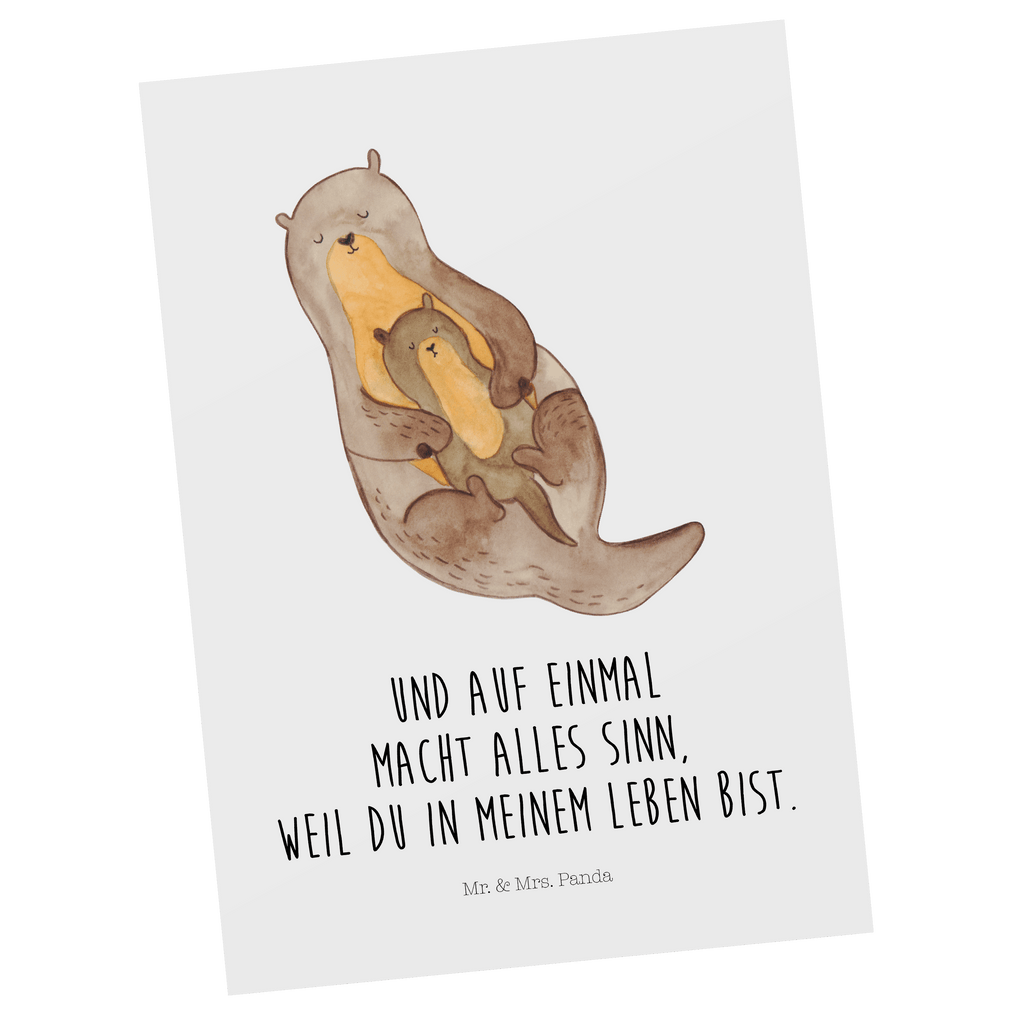 Postkarte Otter mit Kind Geschenkkarte, Grußkarte, Karte, Einladung, Ansichtskarte, Geburtstagskarte, Einladungskarte, Dankeskarte, Otter, Fischotter, Seeotter, Otter Seeotter See Otter