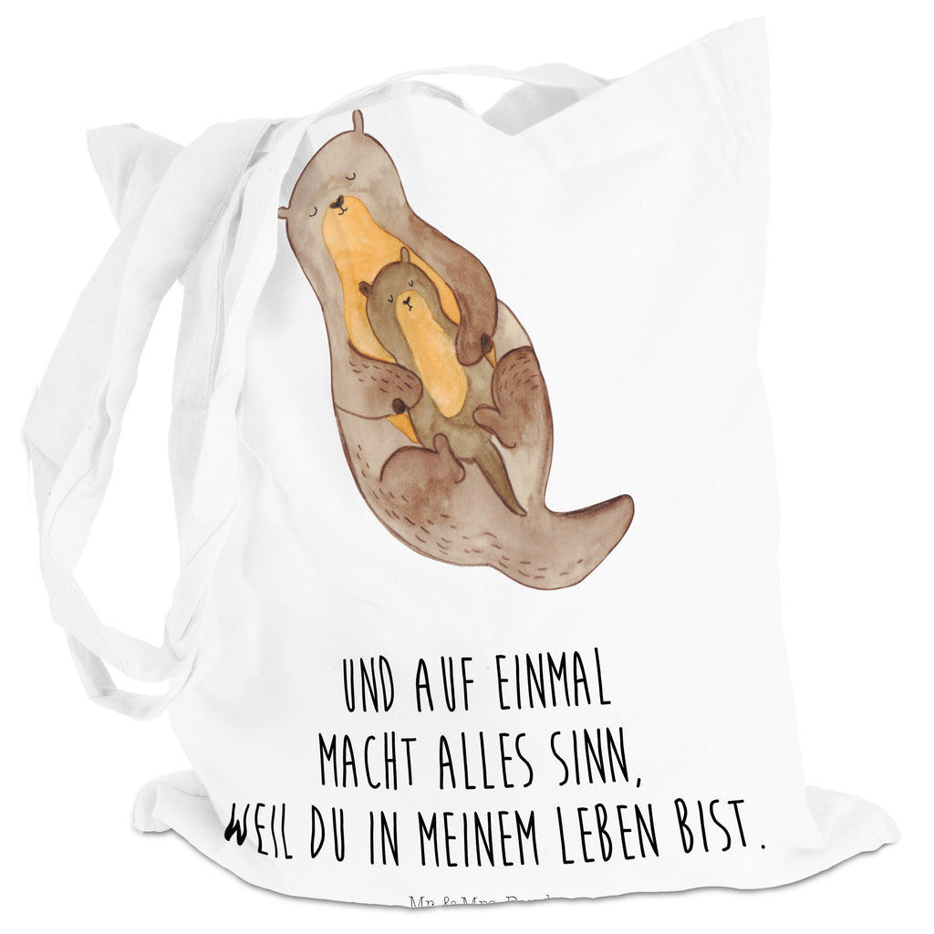 Tragetasche Otter mit Kind Beuteltasche, Beutel, Einkaufstasche, Jutebeutel, Stoffbeutel, Otter, Fischotter, Seeotter, Otter Seeotter See Otter