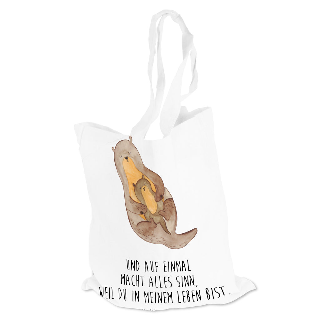 Tragetasche Otter mit Kind Beuteltasche, Beutel, Einkaufstasche, Jutebeutel, Stoffbeutel, Otter, Fischotter, Seeotter, Otter Seeotter See Otter