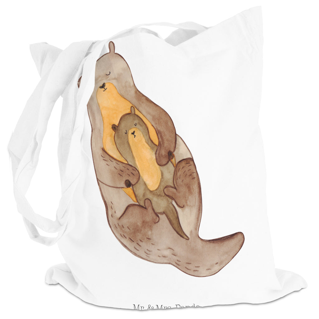 Tragetasche Otter mit Kind Beuteltasche, Beutel, Einkaufstasche, Jutebeutel, Stoffbeutel, Otter, Fischotter, Seeotter, Otter Seeotter See Otter