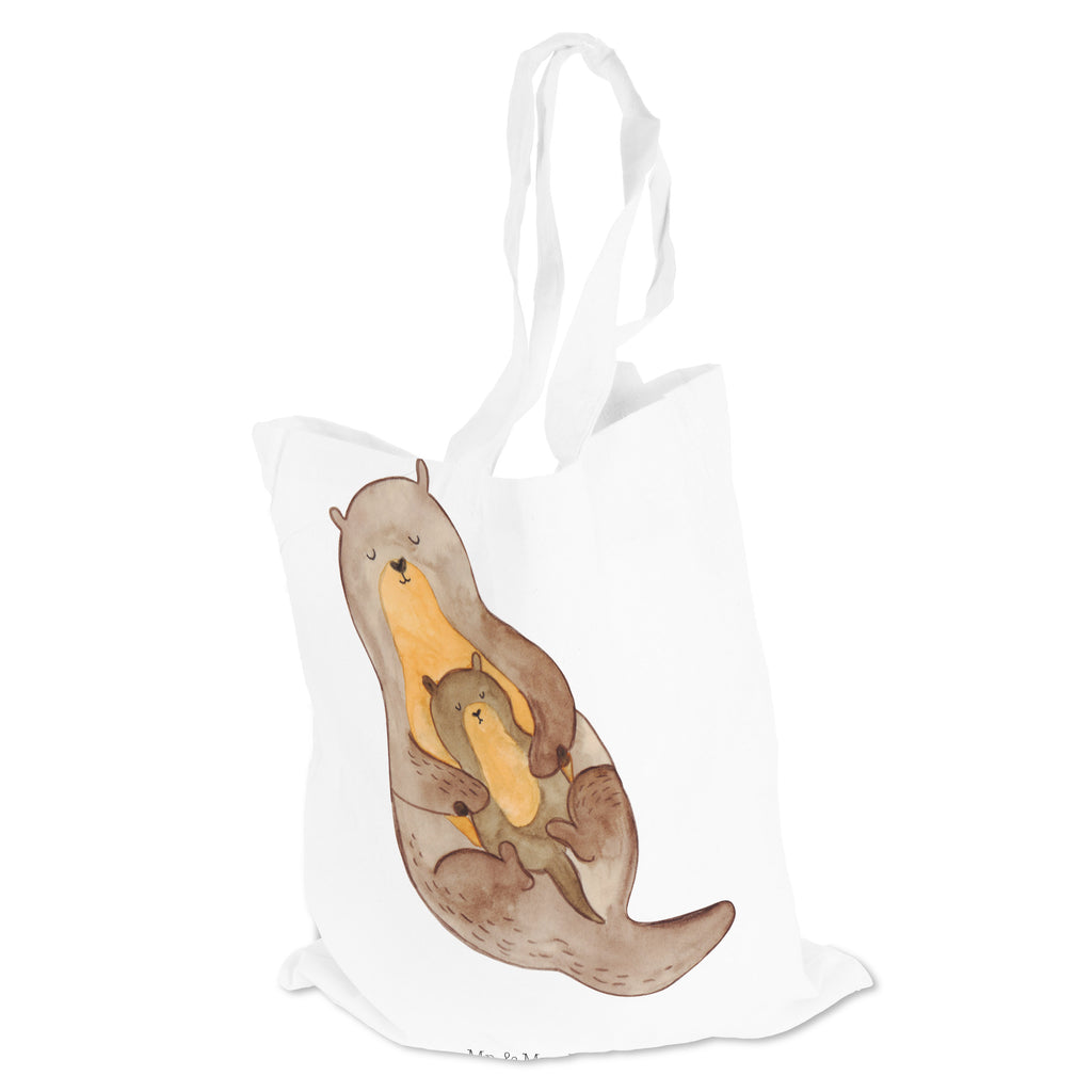 Tragetasche Otter mit Kind Beuteltasche, Beutel, Einkaufstasche, Jutebeutel, Stoffbeutel, Otter, Fischotter, Seeotter, Otter Seeotter See Otter