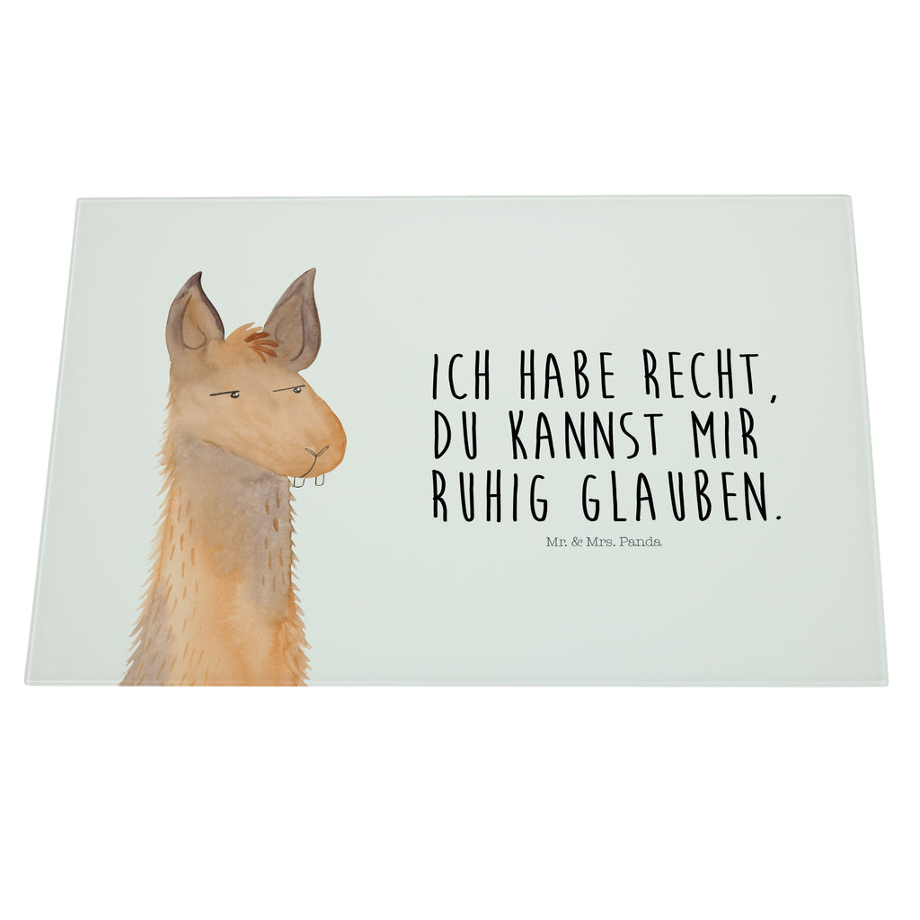 XL Glas Schneidbrett Lamakopf genervt Glasschneidebrett, Schneidebrett, Frühstücksbrett, Küche, Lama, Alpaka, Lamas, Recht haben, genervt sein, Freundin, beste Freundin, Partnerin, Büro, Büroalltag, Chef, Chefin, Azubi