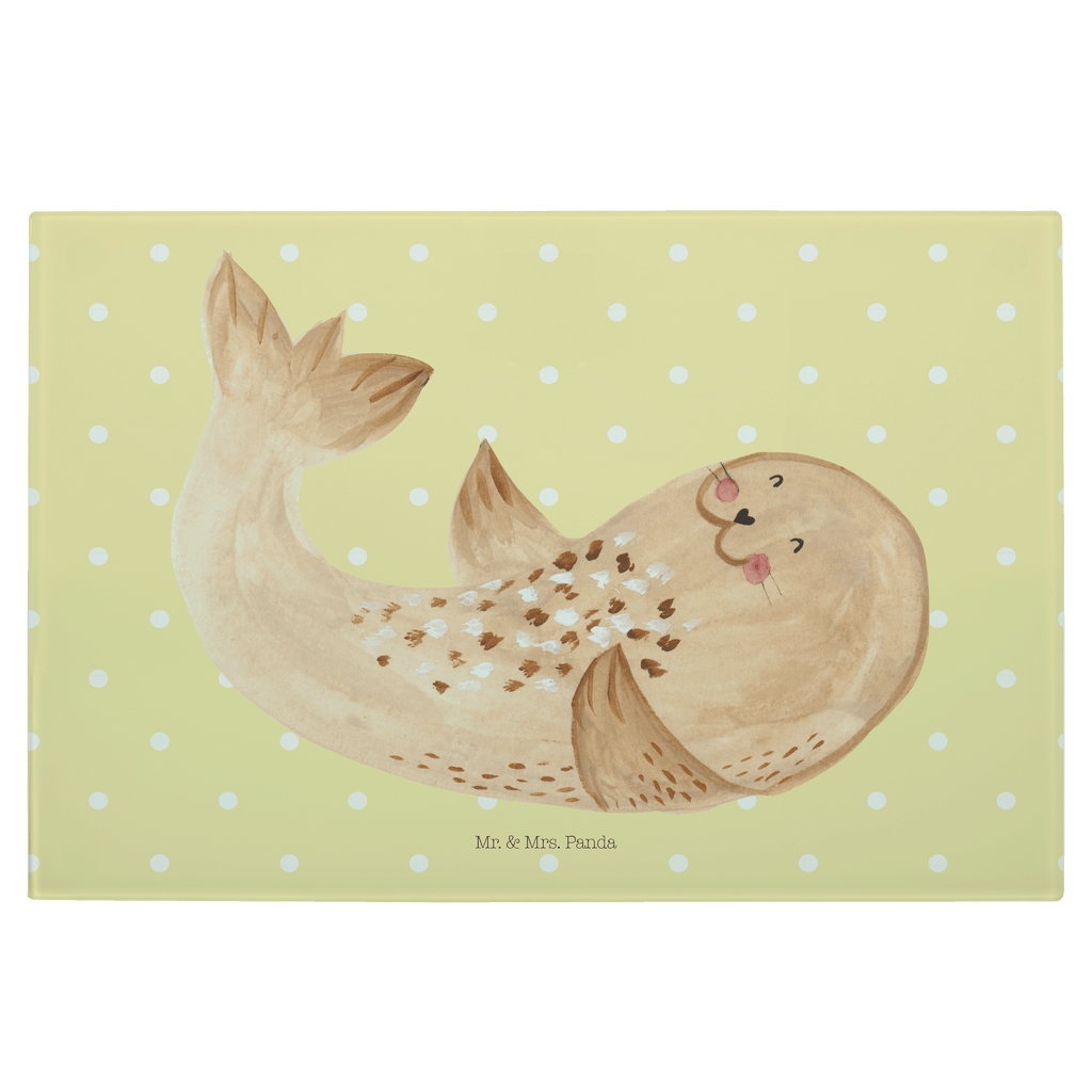 Medium Glas Schneidbrett Robbe liegend Glasschneidebrett, Schneidebrett, Tiermotive, Gute Laune, lustige Sprüche, Tiere, Robbe, Robben, Seehund, Strand, Meerestier, Ostsee, Nordsee, Lachen, Freude