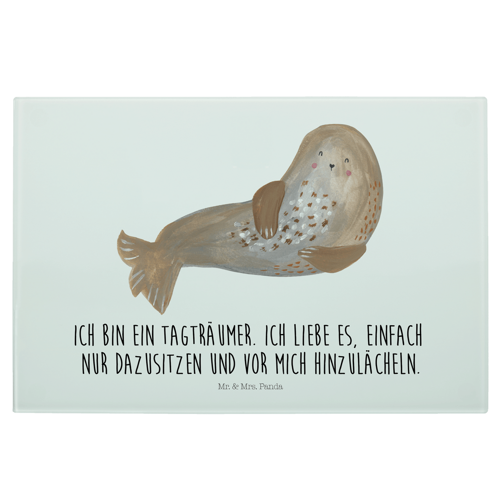 XL Glas Schneidbrett Robbe lachend Glasschneidebrett, Schneidebrett, Frühstücksbrett, Küche, Tiermotive, Gute Laune, lustige Sprüche, Tiere, Robbe, Robben, Seehund, Strand, Meerestier, Ostsee, Nordsee