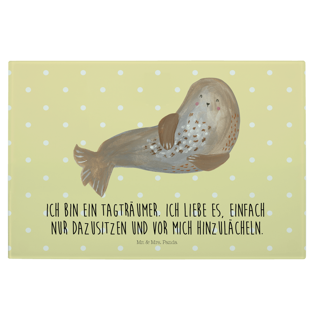 XL Glas Schneidbrett Robbe lachend Glasschneidebrett, Schneidebrett, Frühstücksbrett, Küche, Tiermotive, Gute Laune, lustige Sprüche, Tiere, Robbe, Robben, Seehund, Strand, Meerestier, Ostsee, Nordsee