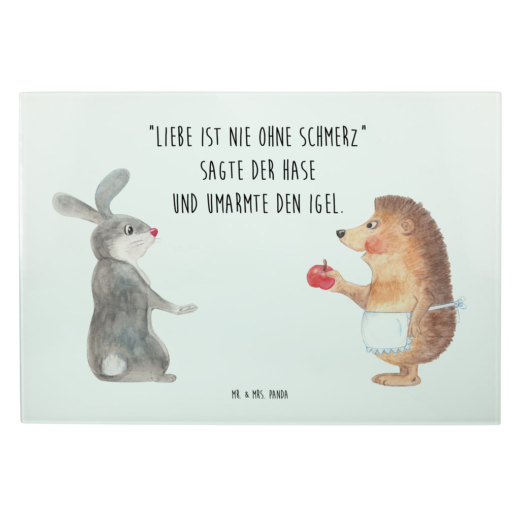 XL Glas Schneidbrett Liebe ist nie ohne Schmerz Glasschneidebrett, Schneidebrett, Frühstücksbrett, Küche, Tiermotive, Gute Laune, lustige Sprüche, Tiere, Igel und Hase, Igel, Hase, Liebe Spruch, Liebeskummer Geschenk, Herzschmerz, Trösten, Trennungsschmerz, Spruch romantisch