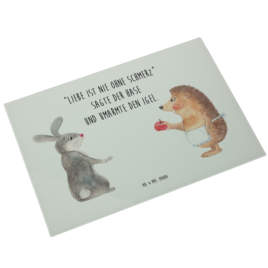 XL Glas Schneidbrett Liebe ist nie ohne Schmerz Glasschneidebrett, Schneidebrett, Frühstücksbrett, Küche, Tiermotive, Gute Laune, lustige Sprüche, Tiere, Igel und Hase, Igel, Hase, Liebe Spruch, Liebeskummer Geschenk, Herzschmerz, Trösten, Trennungsschmerz, Spruch romantisch