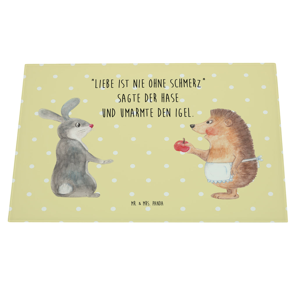 XL Glas Schneidbrett Liebe ist nie ohne Schmerz Glasschneidebrett, Schneidebrett, Frühstücksbrett, Küche, Tiermotive, Gute Laune, lustige Sprüche, Tiere, Igel und Hase, Igel, Hase, Liebe Spruch, Liebeskummer Geschenk, Herzschmerz, Trösten, Trennungsschmerz, Spruch romantisch