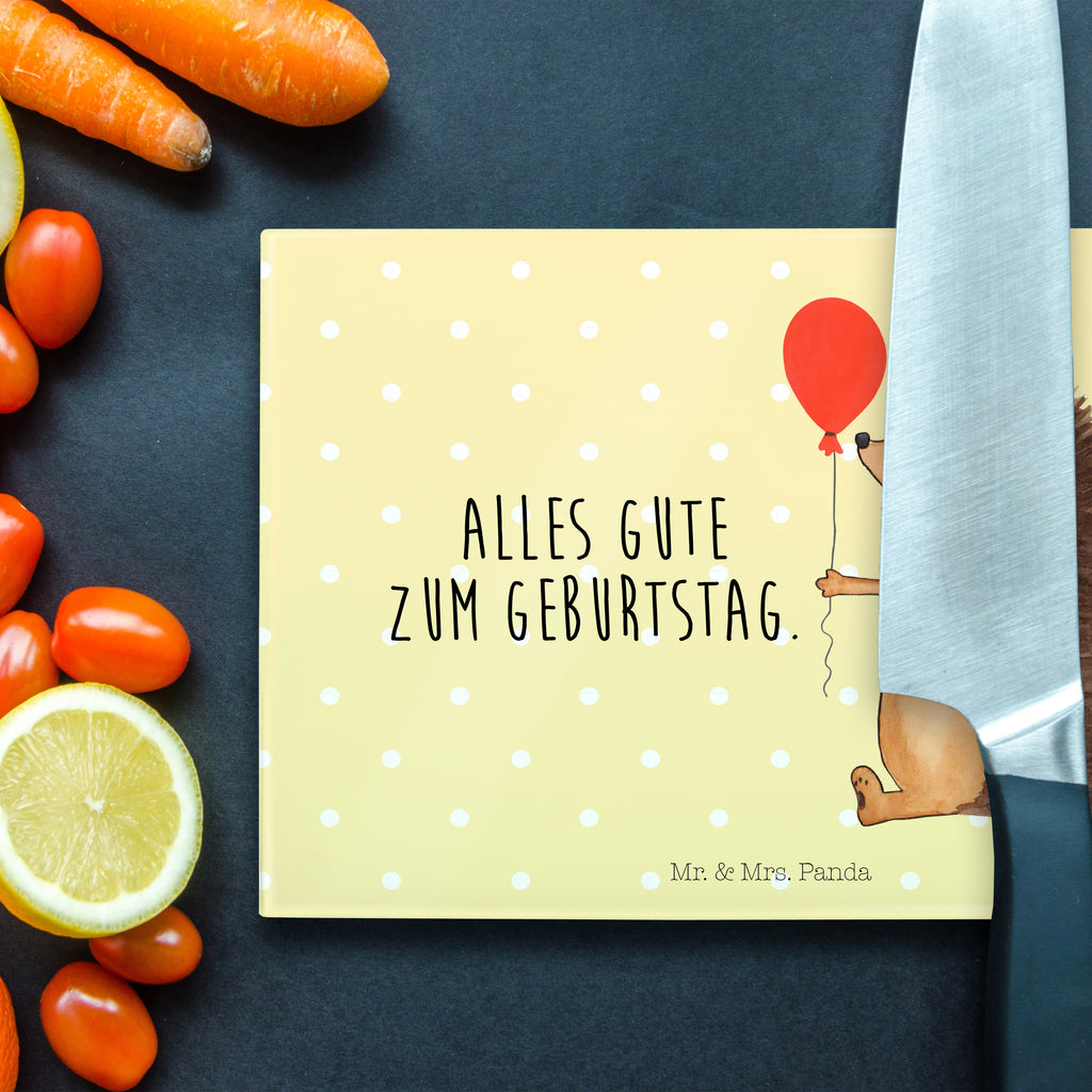 Medium Glas Schneidbrett Igel mit Luftballon Glasschneidebrett, Schneidebrett, Tiermotive, Gute Laune, lustige Sprüche, Tiere, Igel, Geburtstag, Herzlichen Glückwunsch, Glückwunsch, Geburtstagskind, Ballon, Happy Birthday