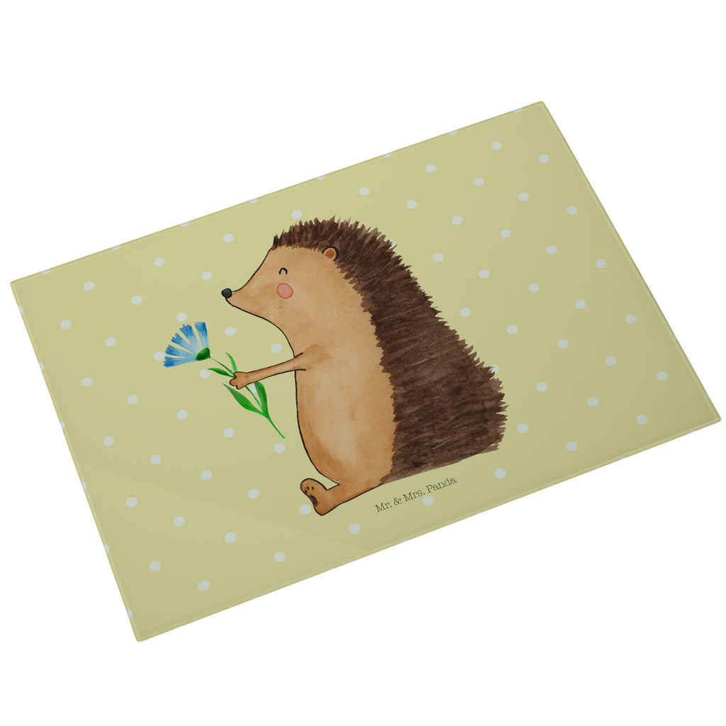 XL Glas Schneidbrett Igel mit Blume Glasschneidebrett, Schneidebrett, Frühstücksbrett, Küche, Tiermotive, Gute Laune, lustige Sprüche, Tiere, Igel, Gute Besserung, Genesungswünsche, Krankheit, Krankenhaus, krank, Besuch