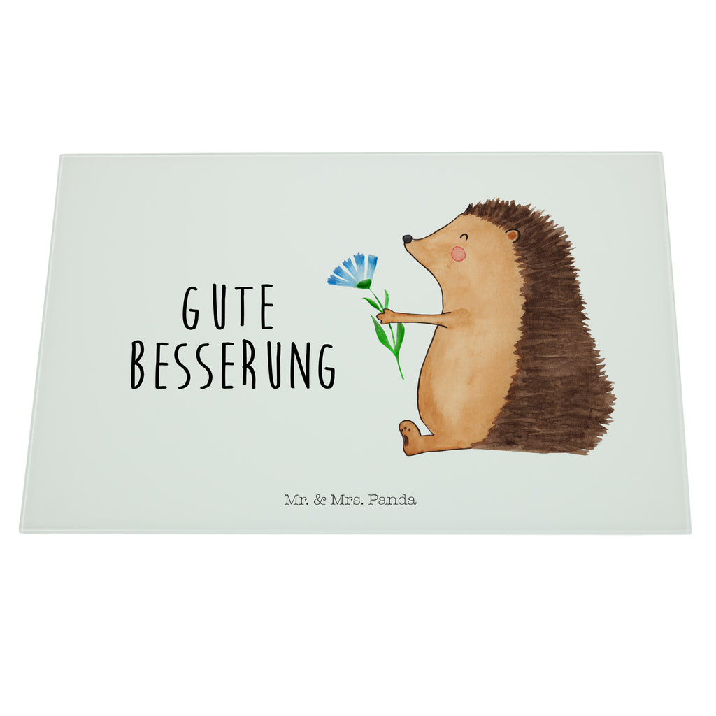 XL Glas Schneidbrett Igel mit Blume Glasschneidebrett, Schneidebrett, Frühstücksbrett, Küche, Tiermotive, Gute Laune, lustige Sprüche, Tiere, Igel, Gute Besserung, Genesungswünsche, Krankheit, Krankenhaus, krank, Besuch