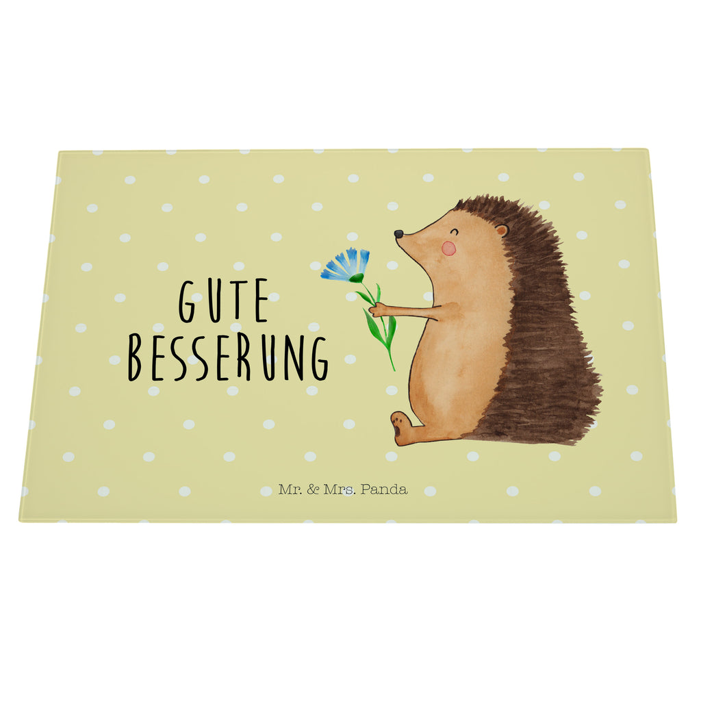XL Glas Schneidbrett Igel mit Blume Glasschneidebrett, Schneidebrett, Frühstücksbrett, Küche, Tiermotive, Gute Laune, lustige Sprüche, Tiere, Igel, Gute Besserung, Genesungswünsche, Krankheit, Krankenhaus, krank, Besuch
