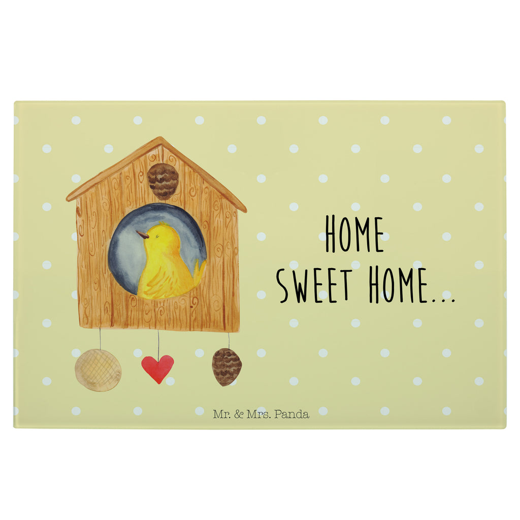 Medium Glas Schneidbrett Vogelhaus sweet Home Glasschneidebrett, Schneidebrett, Tiermotive, Gute Laune, lustige Sprüche, Tiere, Vogelhaus, Vogel, Home sweet Home, Einzug, Umzug, Geschenk, Einzugsgeschenk, Hausbau, Haus