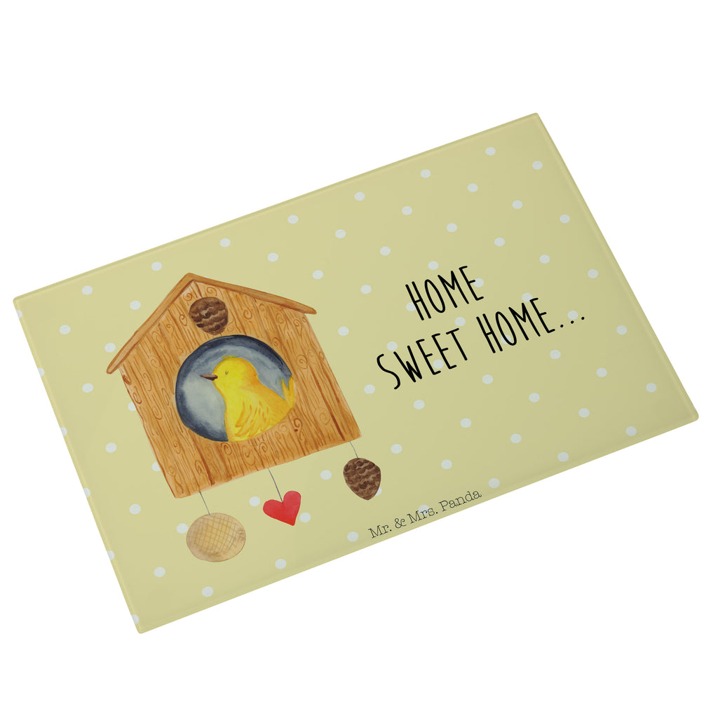 Medium Glas Schneidbrett Vogelhaus sweet Home Glasschneidebrett, Schneidebrett, Tiermotive, Gute Laune, lustige Sprüche, Tiere, Vogelhaus, Vogel, Home sweet Home, Einzug, Umzug, Geschenk, Einzugsgeschenk, Hausbau, Haus