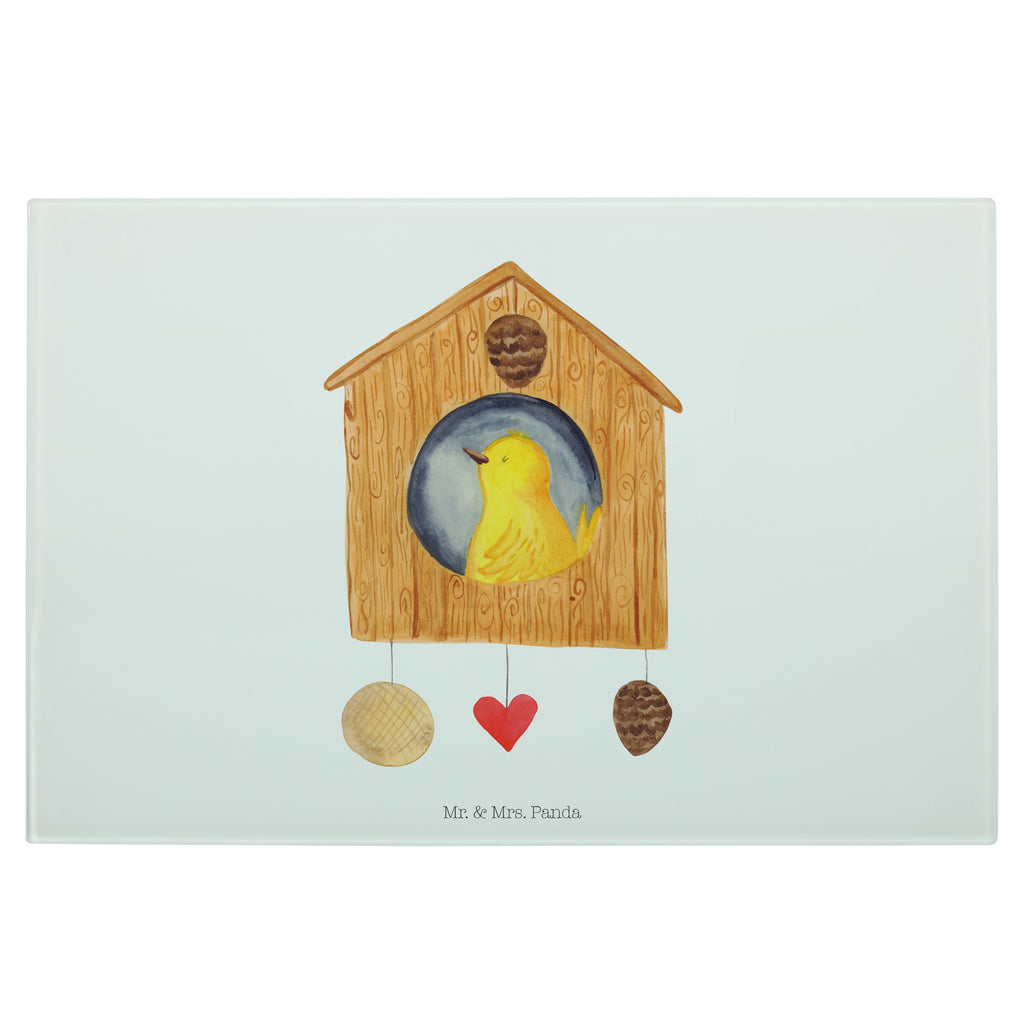 Medium Glas Schneidbrett Vogelhaus sweet Home Glasschneidebrett, Schneidebrett, Tiermotive, Gute Laune, lustige Sprüche, Tiere, Vogelhaus, Vogel, Home sweet Home, Einzug, Umzug, Geschenk, Einzugsgeschenk, Hausbau, Haus