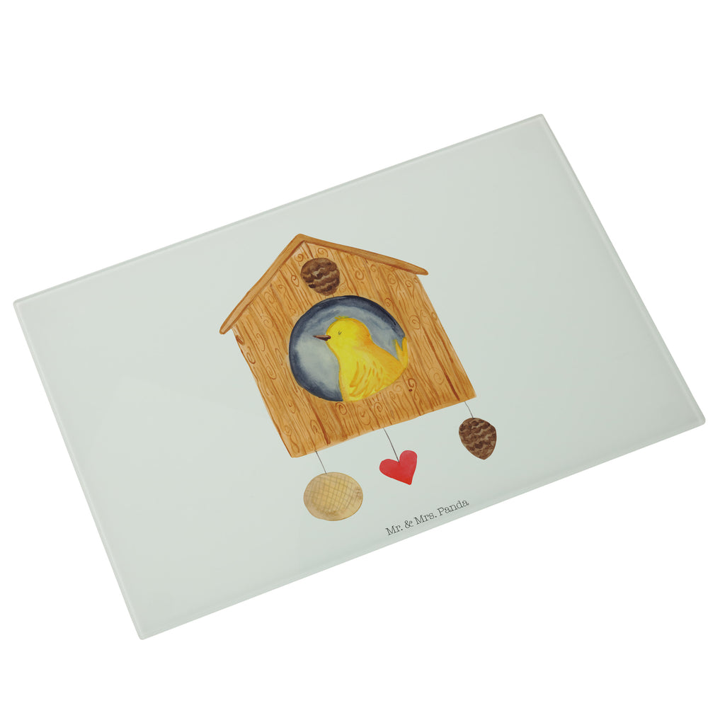 Medium Glas Schneidbrett Vogelhaus sweet Home Glasschneidebrett, Schneidebrett, Tiermotive, Gute Laune, lustige Sprüche, Tiere, Vogelhaus, Vogel, Home sweet Home, Einzug, Umzug, Geschenk, Einzugsgeschenk, Hausbau, Haus