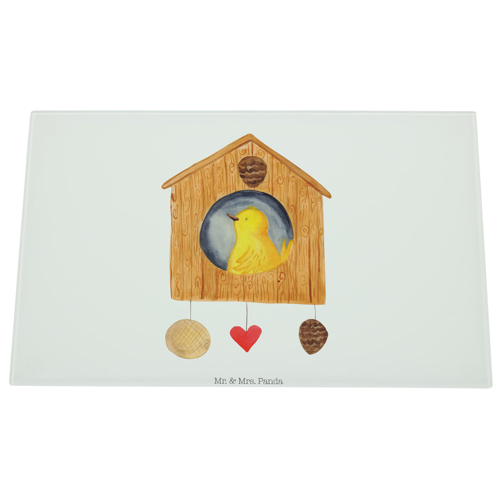 Medium Glas Schneidbrett Vogelhaus sweet Home Glasschneidebrett, Schneidebrett, Tiermotive, Gute Laune, lustige Sprüche, Tiere, Vogelhaus, Vogel, Home sweet Home, Einzug, Umzug, Geschenk, Einzugsgeschenk, Hausbau, Haus