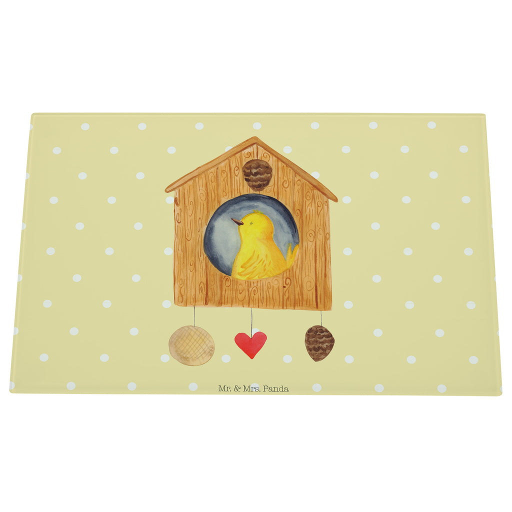 Medium Glas Schneidbrett Vogelhaus sweet Home Glasschneidebrett, Schneidebrett, Tiermotive, Gute Laune, lustige Sprüche, Tiere, Vogelhaus, Vogel, Home sweet Home, Einzug, Umzug, Geschenk, Einzugsgeschenk, Hausbau, Haus