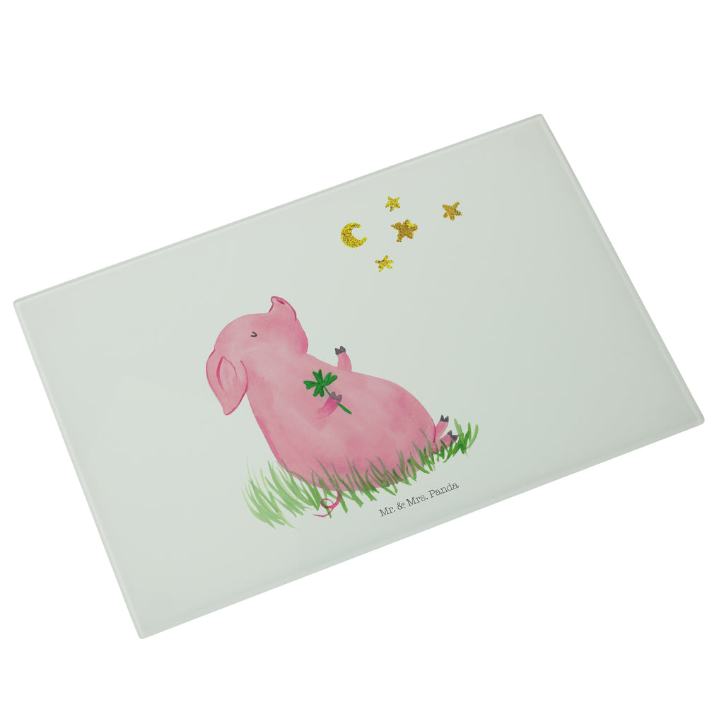 Medium Glas Schneidbrett Glücksschwein Glasschneidebrett, Schneidebrett, Tiermotive, Gute Laune, lustige Sprüche, Tiere, Glücksschwein. Glück, Schwein, Schweinchen, Sterne, Sernchen, Ziele, Träume, Motivation, Glücksbringer