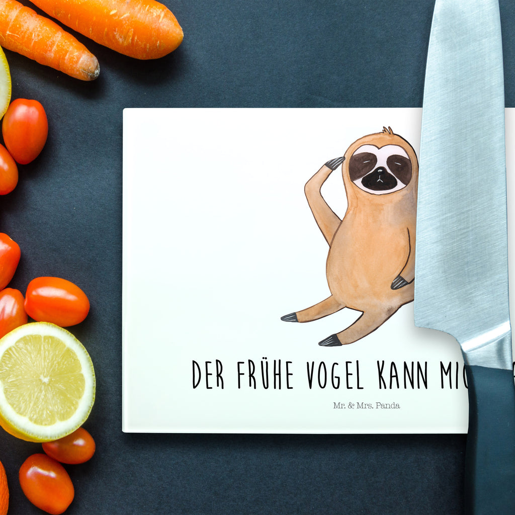 XL Glas Schneidbrett Faultier Vogel zeigen Glasschneidebrett, Schneidebrett, Frühstücksbrett, Küche, Faultier, Faultier Geschenk, Faultier Deko, Faultiere, faul, Lieblingstier, Spinner, früher Vogel, der frühe Vogel, Frühaufsteher, Morgenmuffel, Vogel, Faultierwelt