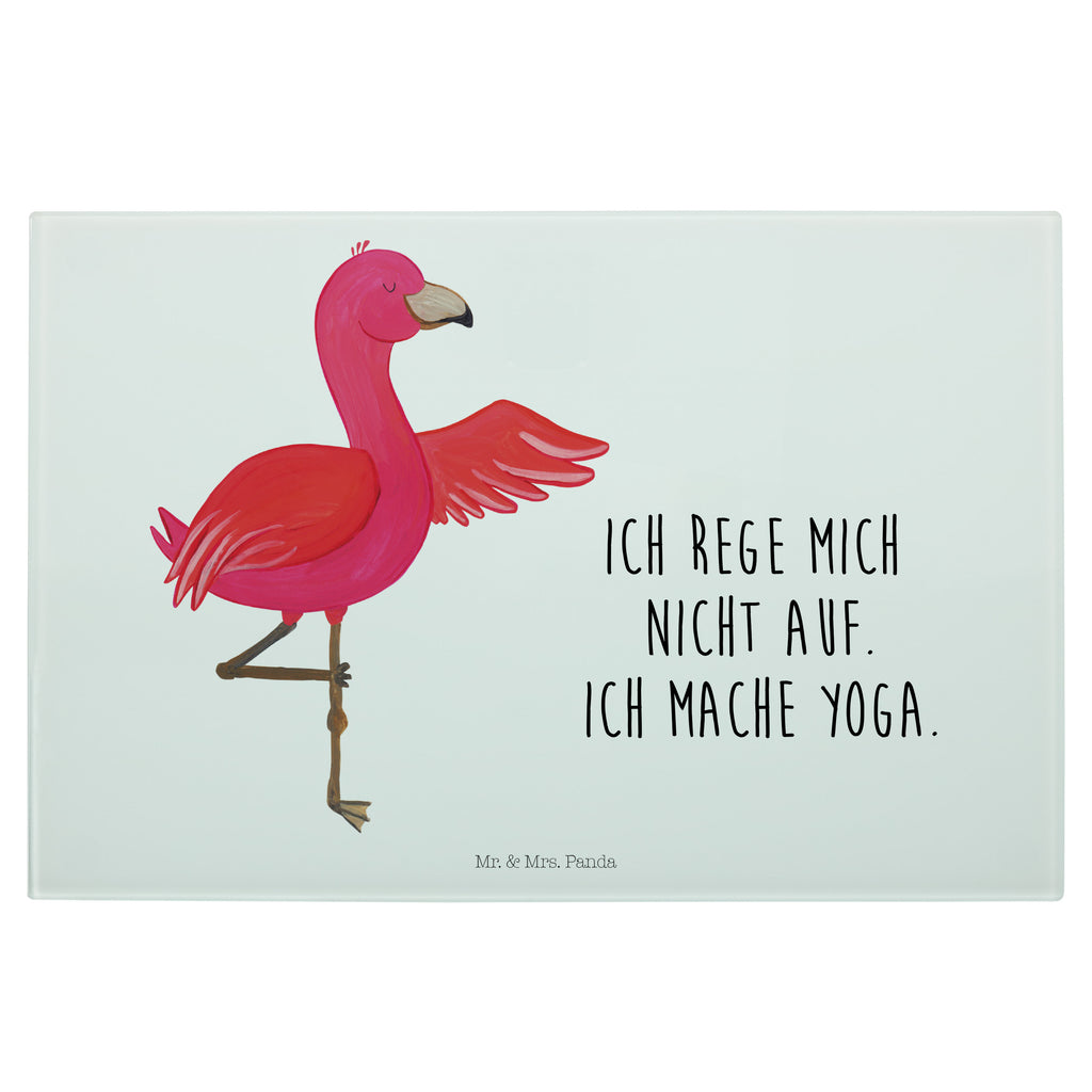 Medium Glas Schneidbrett Flamingo Yoga Glasschneidebrett, Schneidebrett, Flamingo, Vogel, Yoga, Namaste, Achtsamkeit, Yoga-Übung, Entspannung, Ärger, Aufregen, Tiefenentspannung