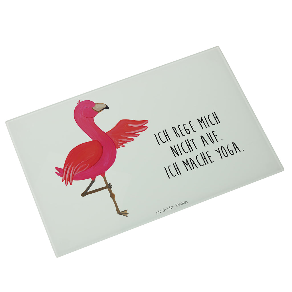 Medium Glas Schneidbrett Flamingo Yoga Glasschneidebrett, Schneidebrett, Flamingo, Vogel, Yoga, Namaste, Achtsamkeit, Yoga-Übung, Entspannung, Ärger, Aufregen, Tiefenentspannung