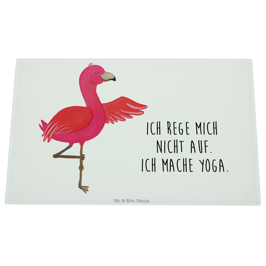 Medium Glas Schneidbrett Flamingo Yoga Glasschneidebrett, Schneidebrett, Flamingo, Vogel, Yoga, Namaste, Achtsamkeit, Yoga-Übung, Entspannung, Ärger, Aufregen, Tiefenentspannung