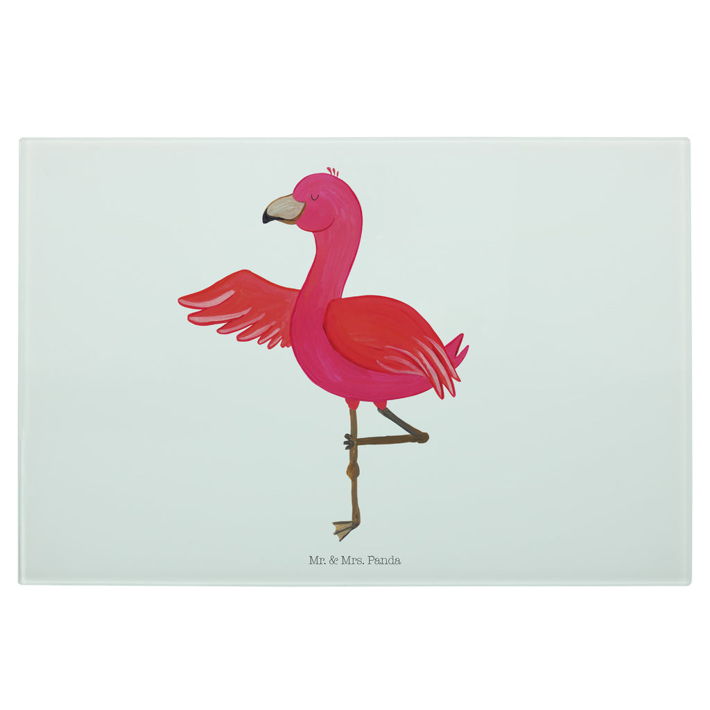 Medium Glas Schneidbrett Flamingo Yoga Glasschneidebrett, Schneidebrett, Flamingo, Vogel, Yoga, Namaste, Achtsamkeit, Yoga-Übung, Entspannung, Ärger, Aufregen, Tiefenentspannung