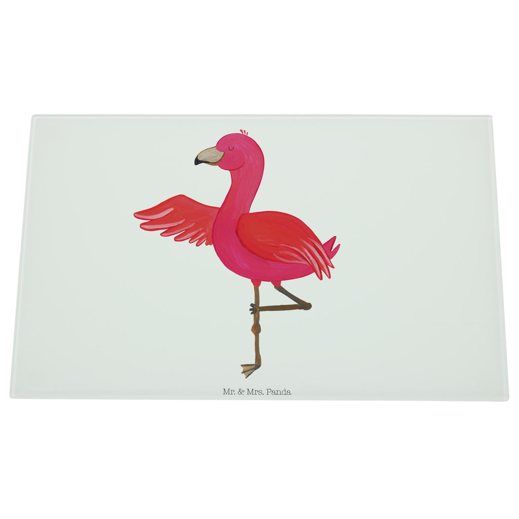 Medium Glas Schneidbrett Flamingo Yoga Glasschneidebrett, Schneidebrett, Flamingo, Vogel, Yoga, Namaste, Achtsamkeit, Yoga-Übung, Entspannung, Ärger, Aufregen, Tiefenentspannung