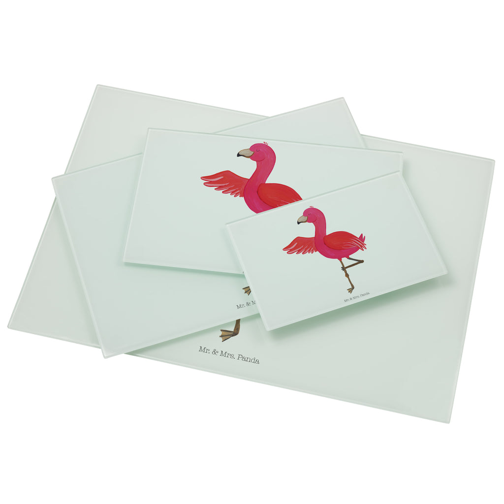 Medium Glas Schneidbrett Flamingo Yoga Glasschneidebrett, Schneidebrett, Flamingo, Vogel, Yoga, Namaste, Achtsamkeit, Yoga-Übung, Entspannung, Ärger, Aufregen, Tiefenentspannung