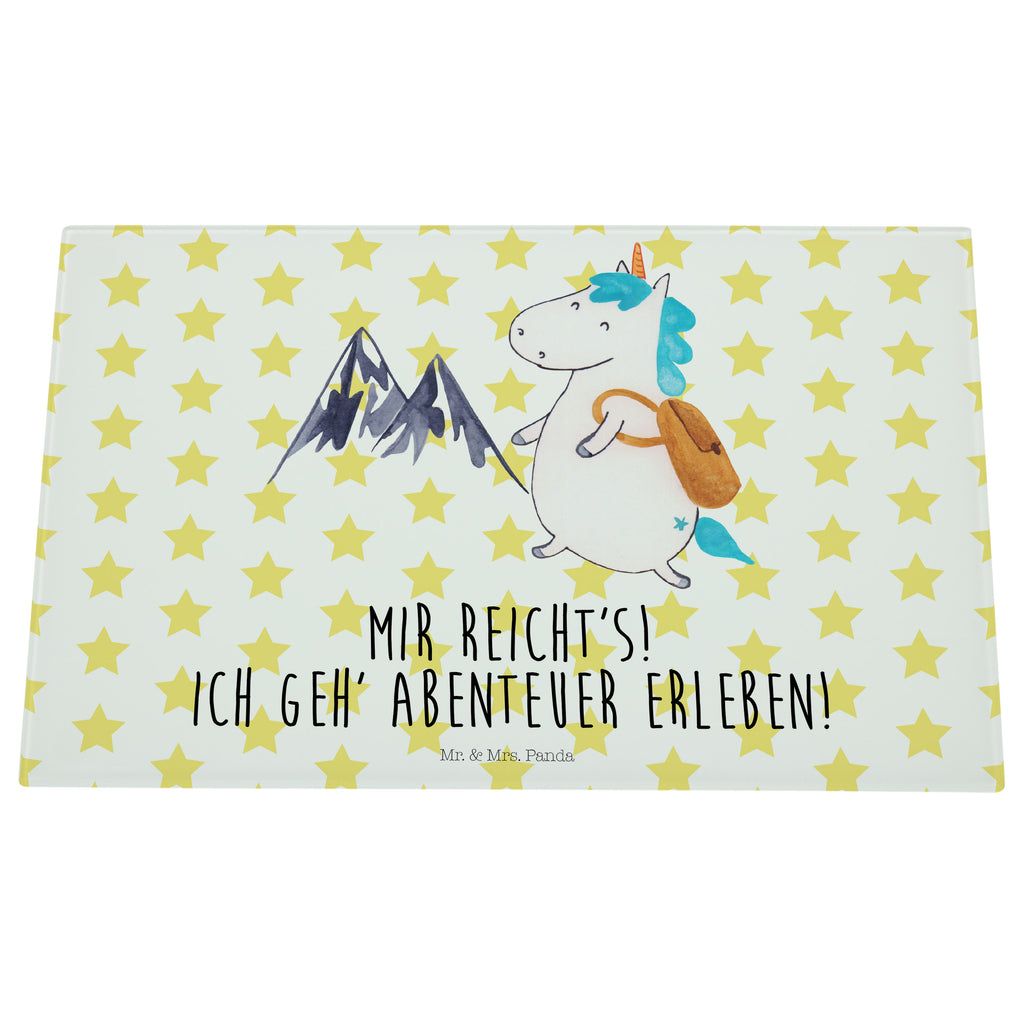 Medium Glas Schneidbrett Einhorn Bergsteiger Glasschneidebrett, Schneidebrett, Einhorn, Einhörner, Einhorn Deko, Pegasus, Unicorn, Bergsteiger, Abenteuer, Berge, Abenteurer, Weltenbummler, Weltreise, Reisen, Urlaub, Entdecker