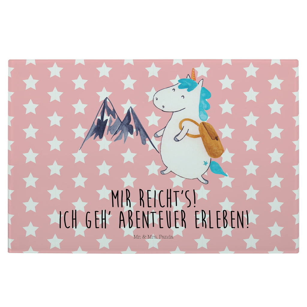 Medium Glas Schneidbrett Einhorn Bergsteiger Glasschneidebrett, Schneidebrett, Einhorn, Einhörner, Einhorn Deko, Pegasus, Unicorn, Bergsteiger, Abenteuer, Berge, Abenteurer, Weltenbummler, Weltreise, Reisen, Urlaub, Entdecker
