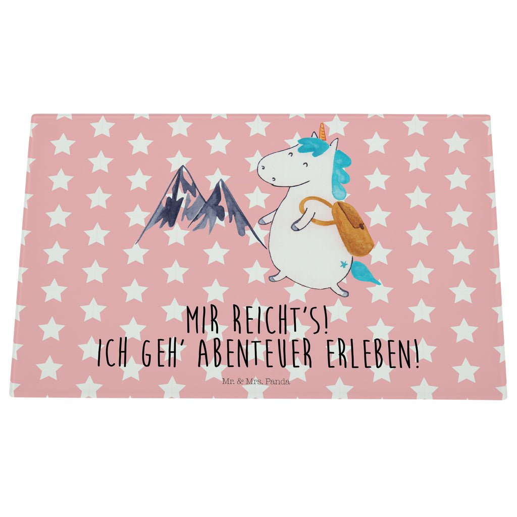 Medium Glas Schneidbrett Einhorn Bergsteiger Glasschneidebrett, Schneidebrett, Einhorn, Einhörner, Einhorn Deko, Pegasus, Unicorn, Bergsteiger, Abenteuer, Berge, Abenteurer, Weltenbummler, Weltreise, Reisen, Urlaub, Entdecker