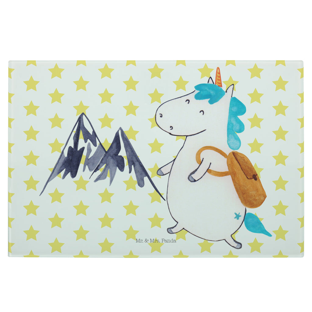Medium Glas Schneidbrett Einhorn Bergsteiger Glasschneidebrett, Schneidebrett, Einhorn, Einhörner, Einhorn Deko, Pegasus, Unicorn, Bergsteiger, Abenteuer, Berge, Abenteurer, Weltenbummler, Weltreise, Reisen, Urlaub, Entdecker