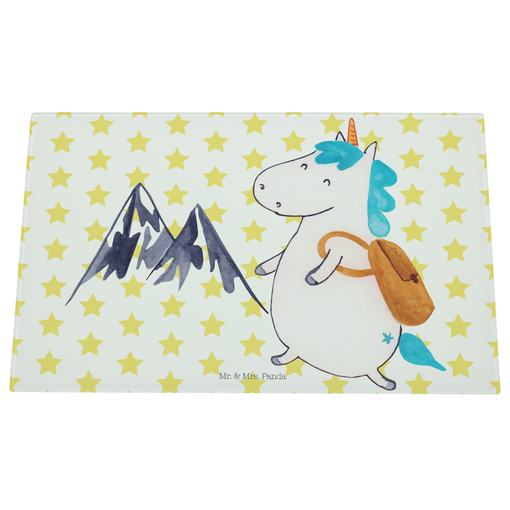 Medium Glas Schneidbrett Einhorn Bergsteiger Glasschneidebrett, Schneidebrett, Einhorn, Einhörner, Einhorn Deko, Pegasus, Unicorn, Bergsteiger, Abenteuer, Berge, Abenteurer, Weltenbummler, Weltreise, Reisen, Urlaub, Entdecker