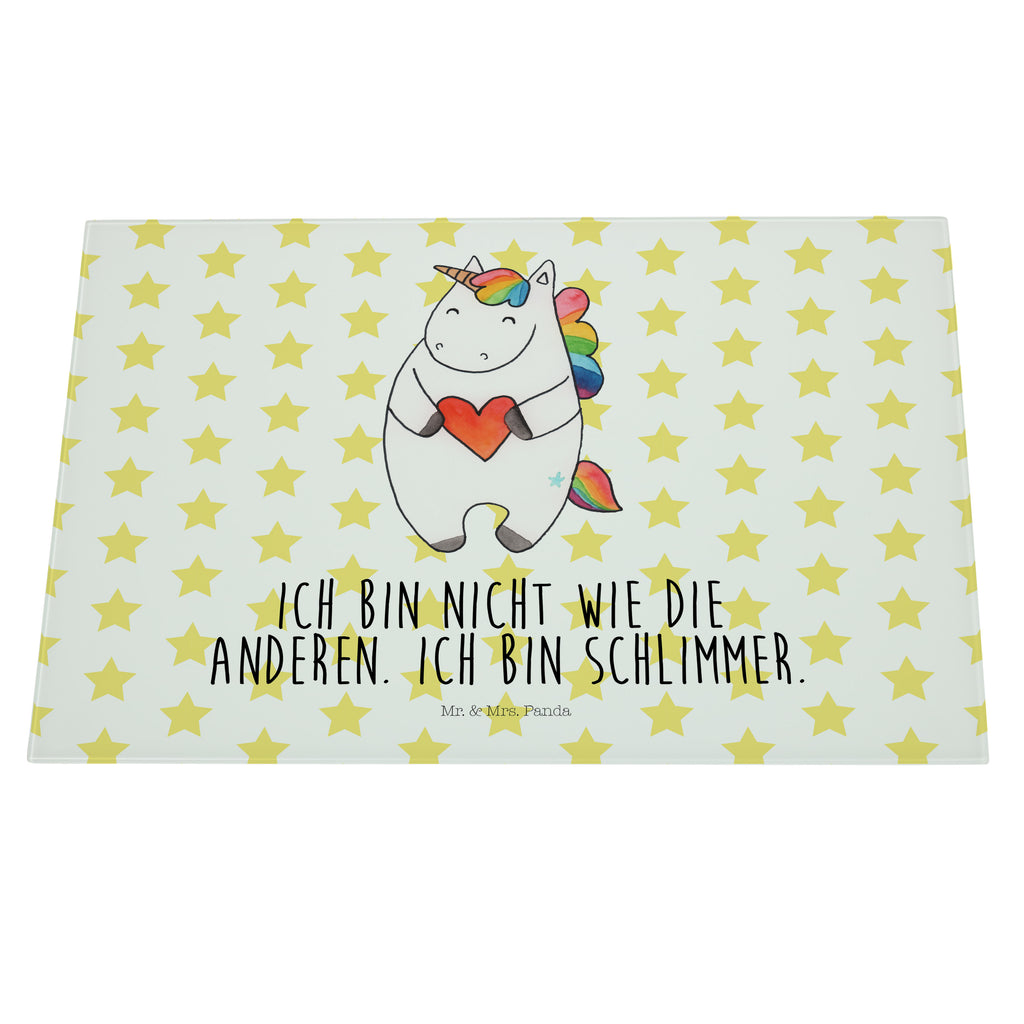 XL Glas Schneidbrett Einhorn Herz Glasschneidebrett, Schneidebrett, Frühstücksbrett, Küche, Einhorn, Einhörner, Einhorn Deko, Pegasus, Unicorn, Herz, schlimm, böse, witzig, lustig, Freundin, anders, bunt