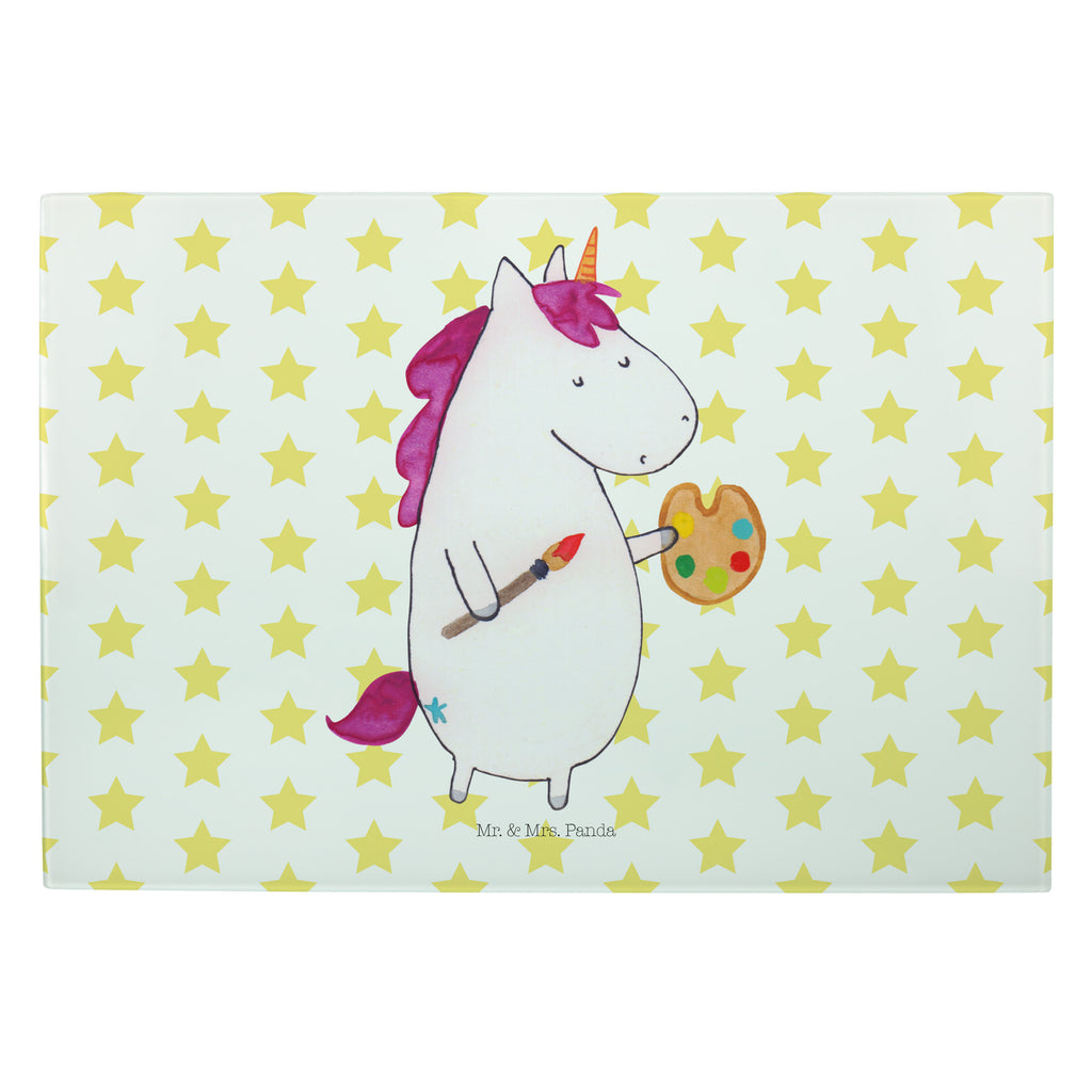 XL Glas Schneidbrett Einhorn Künstler Glasschneidebrett, Schneidebrett, Frühstücksbrett, Küche, Einhorn, Einhörner, Einhorn Deko, Pegasus, Unicorn, Englisch, Künstler, Artist, Malen, Zeichnen, Welt, Farbe, Stift, Pinsel, Geschenk, Maler