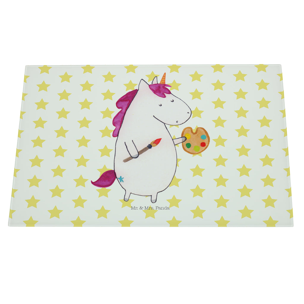 XL Glas Schneidbrett Einhorn Künstler Glasschneidebrett, Schneidebrett, Frühstücksbrett, Küche, Einhorn, Einhörner, Einhorn Deko, Pegasus, Unicorn, Englisch, Künstler, Artist, Malen, Zeichnen, Welt, Farbe, Stift, Pinsel, Geschenk, Maler