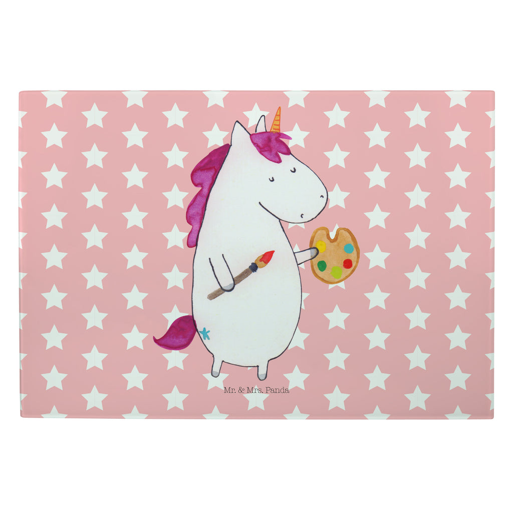 XL Glas Schneidbrett Einhorn Künstler Glasschneidebrett, Schneidebrett, Frühstücksbrett, Küche, Einhorn, Einhörner, Einhorn Deko, Pegasus, Unicorn, Englisch, Künstler, Artist, Malen, Zeichnen, Welt, Farbe, Stift, Pinsel, Geschenk, Maler