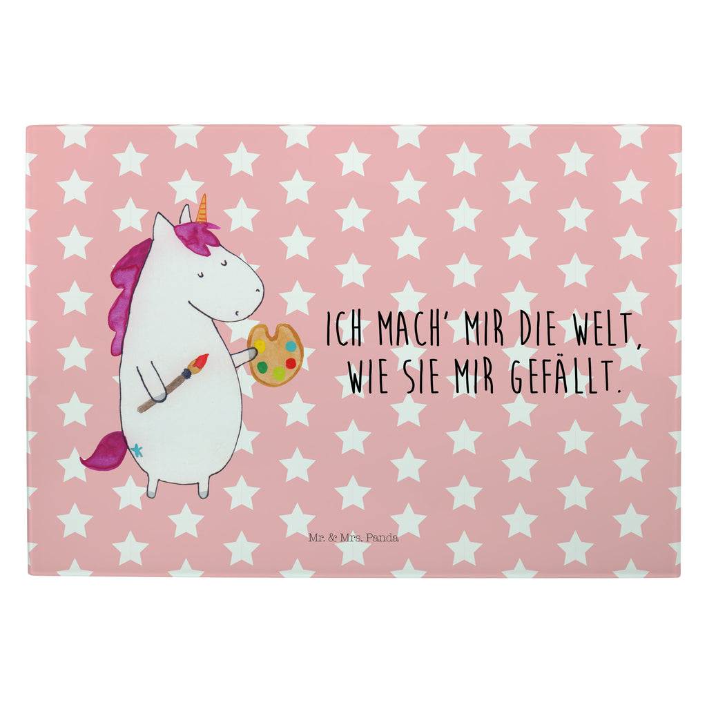 XL Glas Schneidbrett Einhorn Künstler Glasschneidebrett, Schneidebrett, Frühstücksbrett, Küche, Einhorn, Einhörner, Einhorn Deko, Pegasus, Unicorn, Englisch, Künstler, Artist, Malen, Zeichnen, Welt, Farbe, Stift, Pinsel, Geschenk, Maler