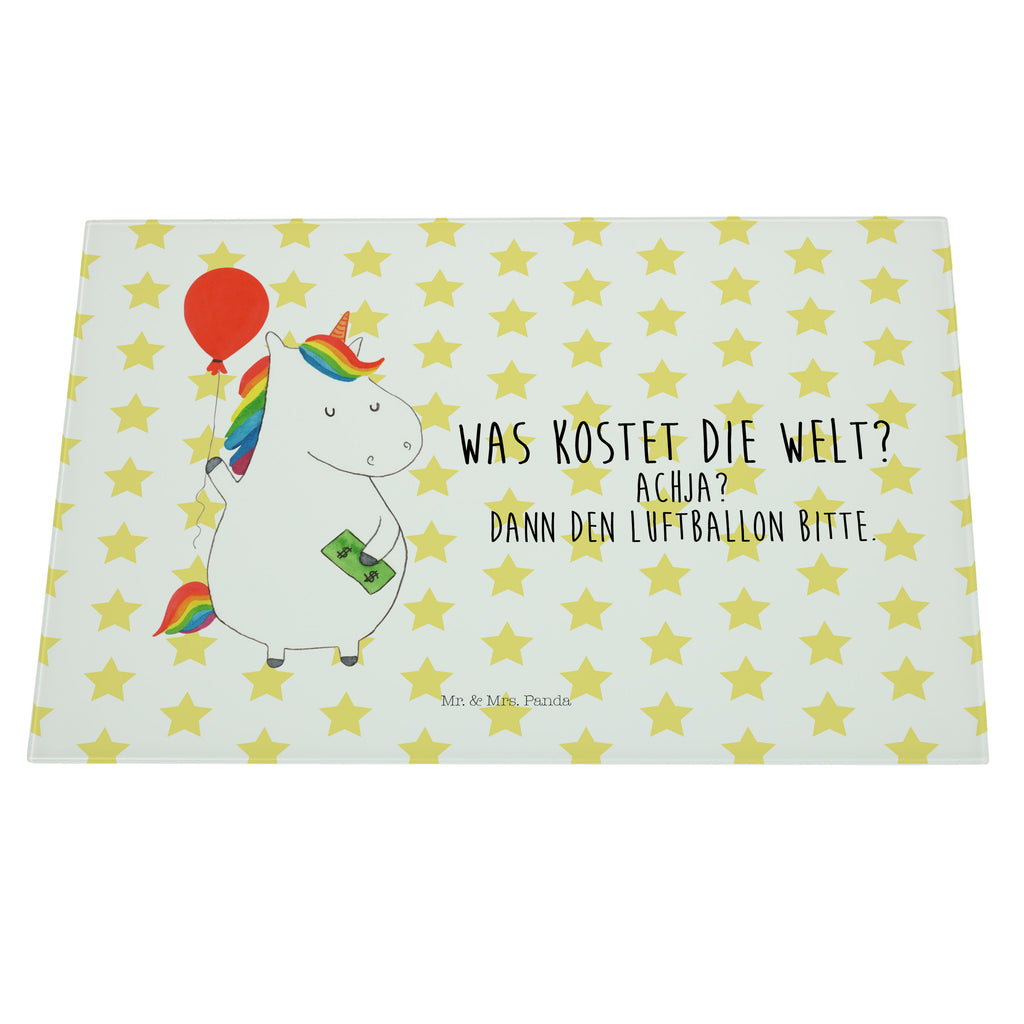 XL Glas Schneidbrett Einhorn Luftballon Glasschneidebrett, Schneidebrett, Frühstücksbrett, Küche, Einhorn, Einhörner, Einhorn Deko, Pegasus, Unicorn, Luftballon, Geld, Lebenslust, Freude, Geschenk, Freundin